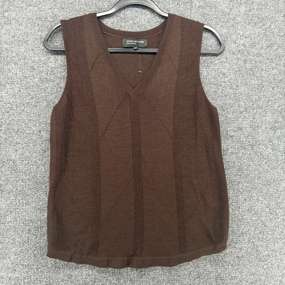 Jones New York Sweater Womens‎ L Wool Sleeveless Preppy Quiet Luxury Clean Girl